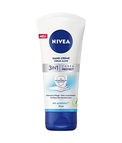 Image of NIVEA 3-in-1 Care & Protect Hand Cream, for Damaged Skin through Hand Hygiene, Skin Care for Normal to Dry Hands with Antibacterial Effect
