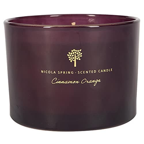 Image of Nicola Spring Cinnamon & Orange Scented Candle - 350g - 38 Hour Burning Time Natural Soy Wax Double Wick Candles Relaxing Fragrance Aromatherapy Gift Set