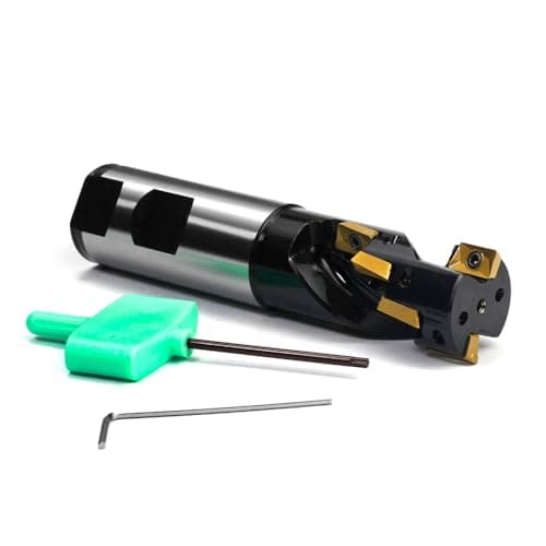 Image of OSCARBIDE Heavy Duty Indexable End Mill,1''Shank Weldon,1"Cutting Diameter,4-1/4" Overall Length,2 Flutes,Right Hand with 8pcs APKT1003 Carbide Inserts