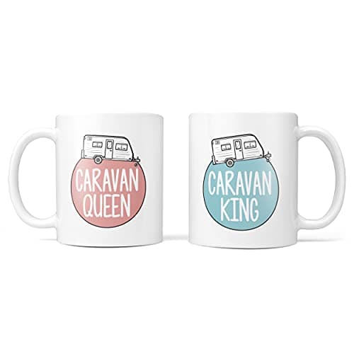 Image of TeHe Gifts Caravan Mug Set King & Queen 2 Mugs