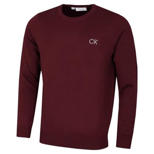 Image of Calvin Klein Mens Round Neck Tour Sweater - Burgundy - L