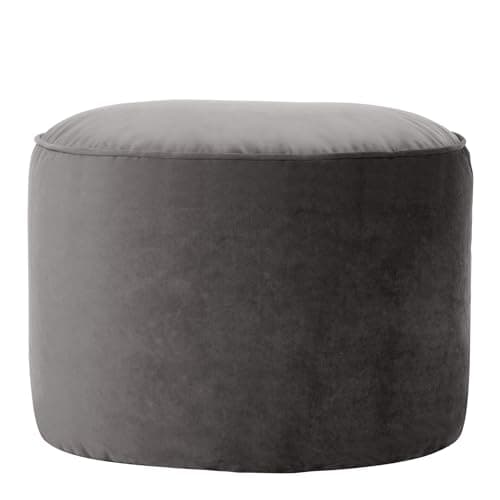 Image of icon Milano Velvet Bean Bag Pouffe, Charcoal Grey, Large Pouffe Footstool with Filling Included, Footrest, Bedroom, Living Room, Living Room Furniture