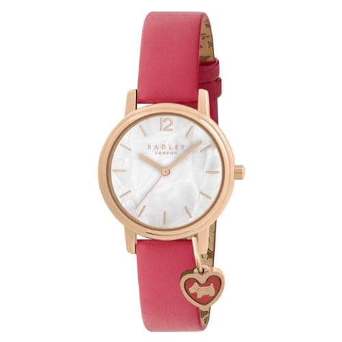 Image of RADLEY Women's Rose Gold Plated Mother of Pearl Flamingo Leather Strap Quartz Analogue Watch RY21774A