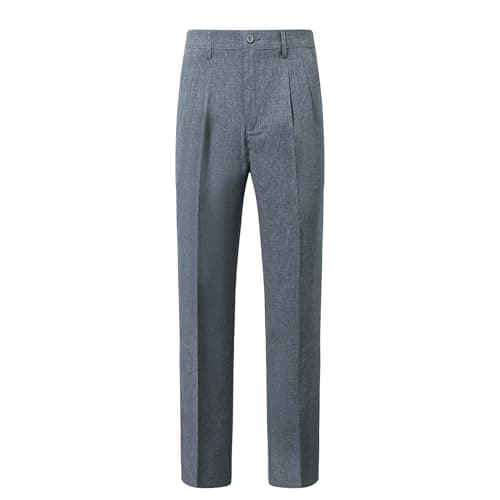 Image of Allthemen Mens Formal Trousers High Waist Smart Office Suit Trouser Business Work Dress Pants Non Iron Light Grey 36