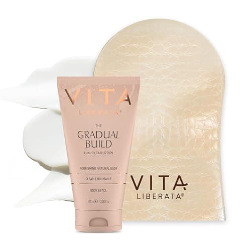 Image of VITA LIBERATA, Fabulous Gradual Tanning Lotion 100ml & Dual Sided Self Tanner Mitt, Super Hydrating Hyaluronic Acid, Designed for Face & Body, Buildable Formula, Streak Free, Lasting Finish