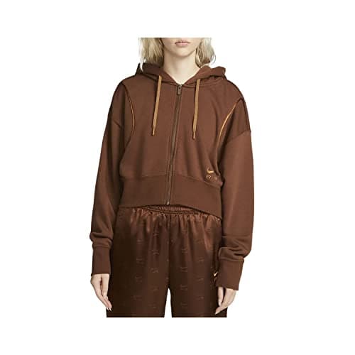 Image of Nike Women's Air Full-Zip Hoodie - S Brown/Black, Brown/Black, S, Brown/Black, S