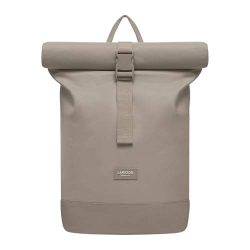 Image of LARKSON Backpack Womens & Mens Grey - Janne Small - Casual Daypack for School, College, Work, Leisure - Roll Top Rucksack 20L - With 16 Inch Laptop Compartment - Water-Repellent