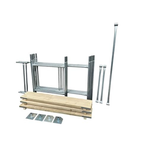Image of Toptower Classic Scaffolding Tower 3.8m (Working Height) 4' x 2'6" Base Size DIY Galvanised Scaffold Tower with Platform Boards