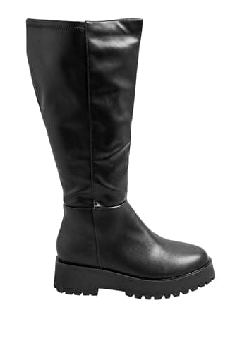 Image of Yours - Faux Leather Chunky Knee High Boots In Wide E Fit & Extra Wide Eee Fit - Women's