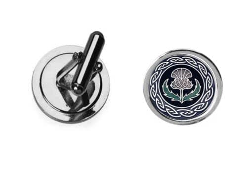 Image of Celtic Thistle code10 DOME Silver Pair Of Cufflinks Gift Event Wedding Suit