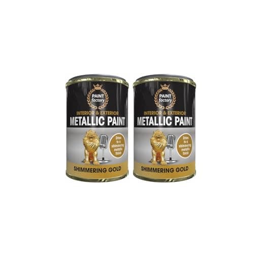 Image of PNJB Shimmering Gold Metallic Paint, Exterior And Interior, Ideal For Metal, Wood, And Concrete, Quick Drying, Long Lasting, 300ml, (2pcs)
