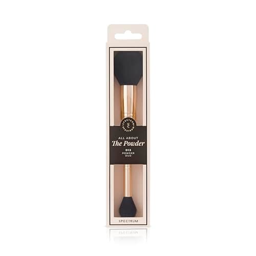 Image of Spectrum The Powder & Brighten Dual-Ended Makeup Brush | D13 Duo for Setting, Sculpting & Radiant Finishing Touch | Vegan & Cruelty-Free