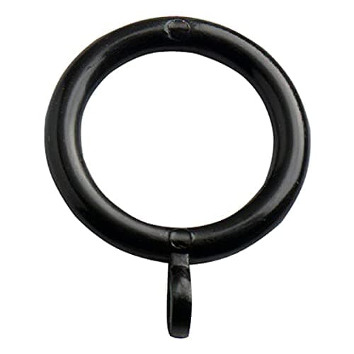 Image of Merriway BH04508 (24 Pcs) Plastic Curtain Pole Rod Drapery Rings with Fixed Eye, Inner Diameter 25mm (1 inch) and Outer Diameter 33mm (1.1/4 inch) Black - Pack of 24 Pieces