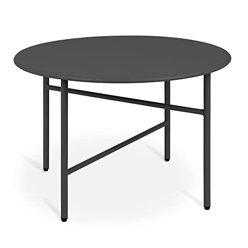 Image of bomoe Small Round Outdoor Garden Side Table Metal Black Ø 53 cm Scratch-Resistant Tabletop - Lightweight Sturdy Indoor Living Room Coffee Balcony Terrace Bedside Table Bed Bedroom Finn