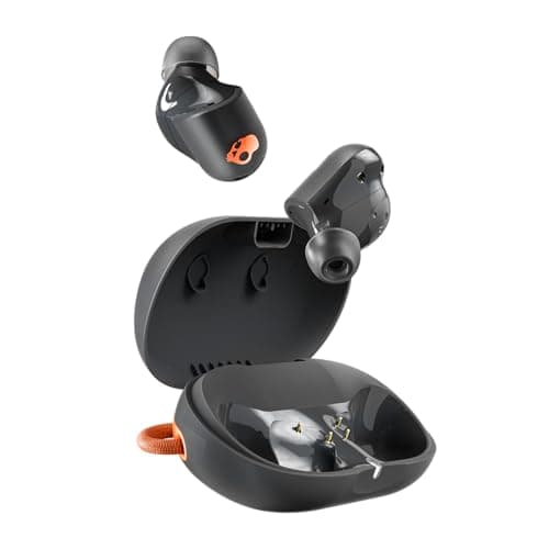 Image of Skullcandy Sesh ANC Active Wireless Earbuds, Bluetooth Headphones, Noise Cancelling, Up to 48 Hours Battery, Stabilizing Fit Grip, Sweat and Waterproof, Microphone for iPhone Android - Black/Orange