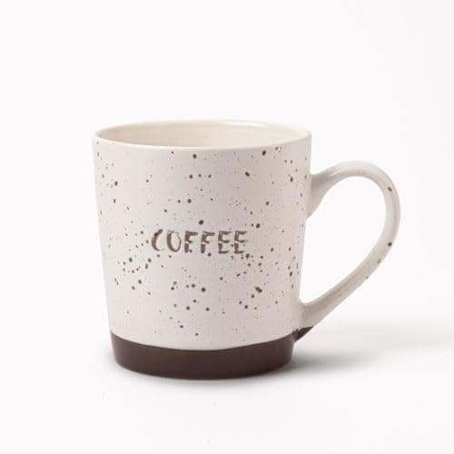 Image of FabFinds Natural Speckled Ceramic Coffee Mug 400ml Smooth Shine Glaze Mug with Brown Base White Stoneware Tea & Coffee Cup Durable Rustic Design for Home Office or Gifting