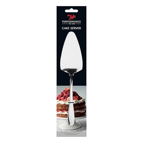 Image of Tala Performance Stainless Steel Cake Server, Serrated Edge for Cutting & Serving Cakes, Pies & Tarts, Premium Mirror Polish Finish, Dishwasher Safe, Metallic Silver