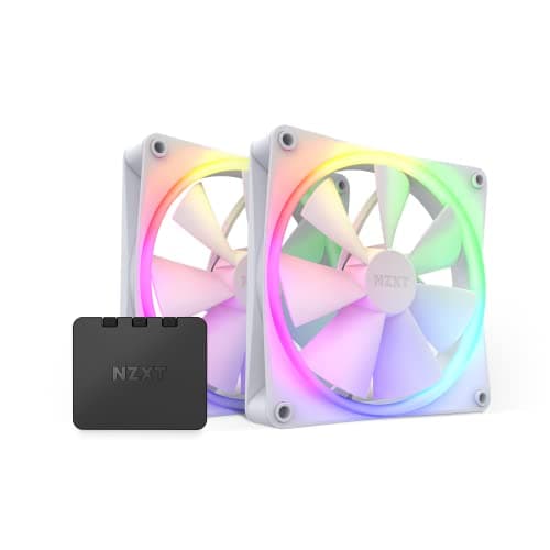 Image of NZXT F140 RGB Fans - RF-R14DF-W1 - Advanced RGB Lighting Customization - Whisper Quiet Cooling - Twin (RGB Fan & Controller INCLUDED) - 140mm Fan - White