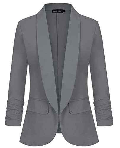 Image of MINTLIMIT Womens Blazer Jacket Long Sleeve Work Office Cardigan Jacket GY-Dark Grey M