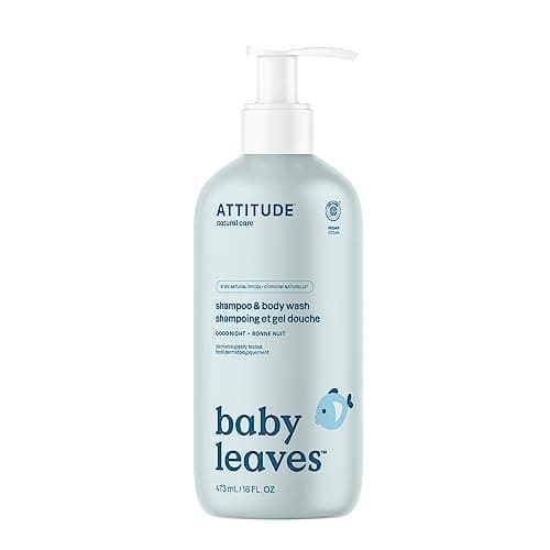 Image of ATTITUDE 2in1 Hair Shampoo and Body Wash for Baby, Plant and Mineral-Based Gentle Formula, EWG Verified, Vegan Baby Products, Good Night, 473 mL