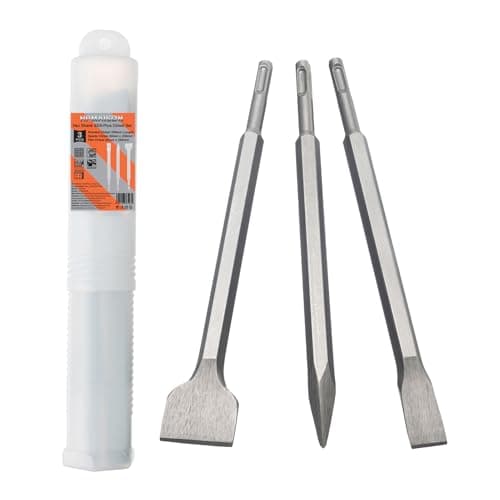 Image of HPMAISON SDS-Plus Chisel Set, 3 PCS SDS-Plus Tool Holder, Hex Shank Spade, Flat & Point Chisels for Masonry, Granite, Universally with Storage Box