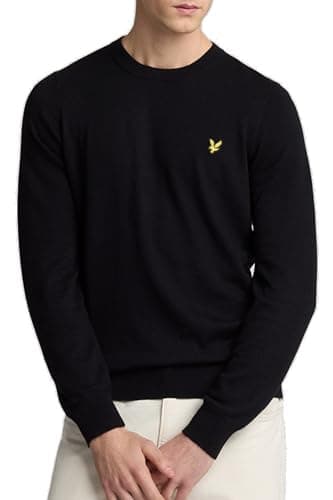 Image of Lyle & Scott Mid Knits Cotton Merino Crew Neck Jumper Z865 Jet Black, XL