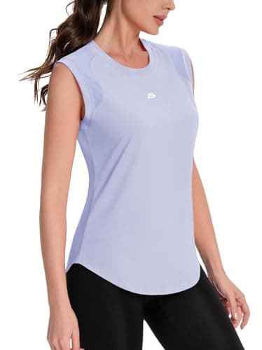 Image of ANGEL CITIZ Gym Sleeveless Tops for Women UPF 50+ Sport Tank Tops Womens Running Shirts Yoga Vest Shoulder Mesh Breathable Purple