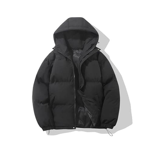 Image of Women's Coats Winter Coats for Women UK Quilted Down Puffer Jackets Ladies Lightweight Hoodies Waterproof Jacket Plus Size Slim Coat Warm Outwear Clothing, Black XL