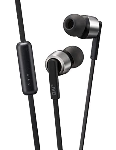 Image of JVC HA-FX51M-B Wired In-Ear Headphones with Remote, Microphone & carrying pouch, Waterproof IPX4, Easy operation & tangle-free cable - Black/Silver