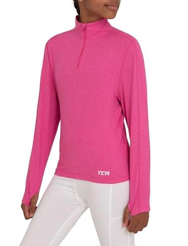 Image of TCA Girls Lightweight Fusion Quickdry Long Sleeve Half-Zip Running Top - Liquid Pink Heather, 12-14 Years