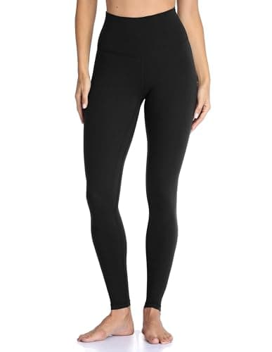 Image of Colorfulkoala Women's High Waisted Workout Leggings 28" Full Length Ultra Soft Tummy Control Yoga Pants (L, Black)