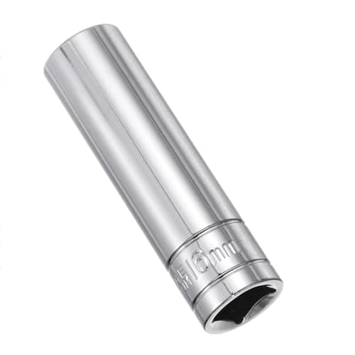 Image of Juttzzei 16mm 6-Point Deep Socket, 1/2 Inch Drive, 78mm Length, Chrome Vanadium Steel, Polished Finish, Secure Hexagonal Design, Anti-Rust, Auto & Home Repair