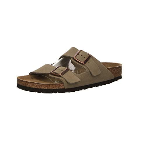Image of Birkenstock Men's Arizona SFB Taupe, Suede Leather Slippers, 9.5 UK