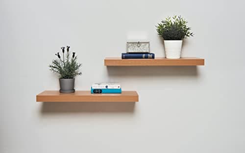 Image of Greenhurst Floating Shelves Light Oak Finish Supplied as a pack of 2, invisible mounting, fixings included 2 W60cm or W40cm (40cm)