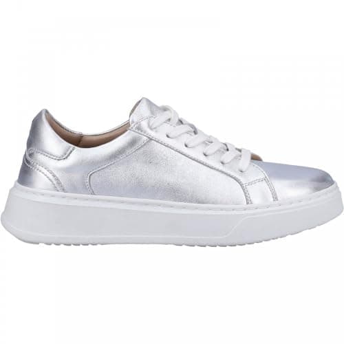 Image of Hush Puppies Women's Camille Lace Cupsole Trainers, Silver, 4