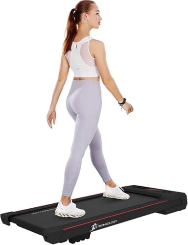 Image of Strongology MOTIONIC Black Home and Office Ultra Quiet Adjustable Speed 1-8km/h Slimline 2.5HP Bluetooth Treadmill with LED Display - Fully Assembled