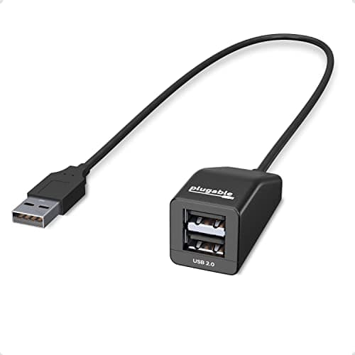 Image of Plugable 2-in-1 USB Splitter with Dual USB 2.0 Ports, Compatible with Windows, Linux, macOS, Chrome OS, USB Multiport Hub for Laptops