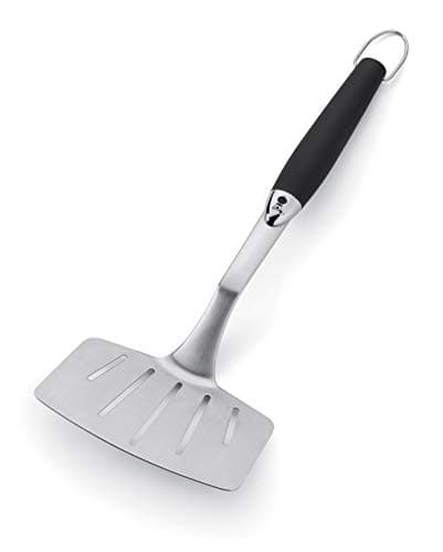 Image of Weber Premium Grill/Fish Turner (46cm), ideal for large grill food or fish, made of stainless steel, with anti-slip comfort grip, angled neck, dishwasher safe - Black/Silver (6673)