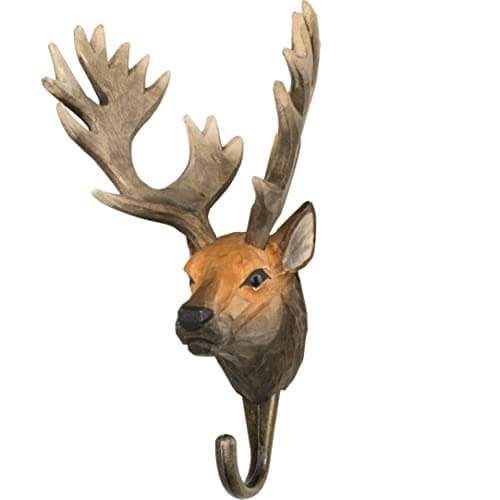Image of WILDLIFEGARDEN - Hook Red Deer (WG509) - Hand Carved Decorative Coat Hook, Wall Mounted, Made of Wood and Metal - European Animals Collection