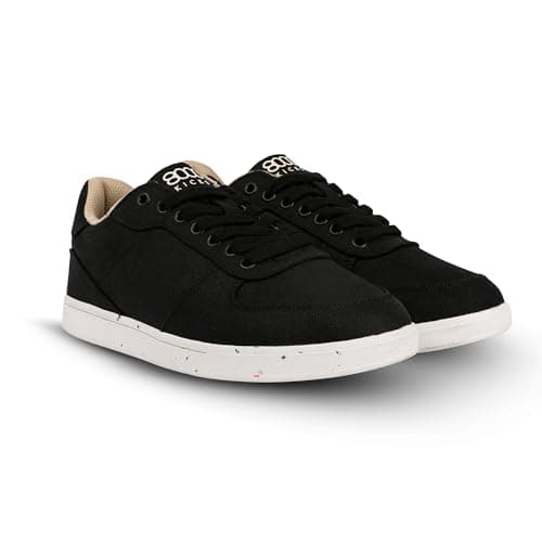 Image of 8000Kicks The Seeker Hemp Trainers & Sports Shoes for Men and Women, Recycled Rubber and Cannabis, Trainers with Hemp Insole, Antibacterial/Microbial, black white, 9 UK