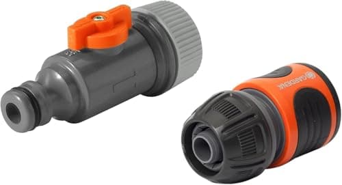 Image of Gardena Soaker Hose Connection Set: Fittings for The Gardena Soaker Hose, Connection Unit with Control Valve for Soaker Start and Water Stop for Soaker Stop (1989-20)