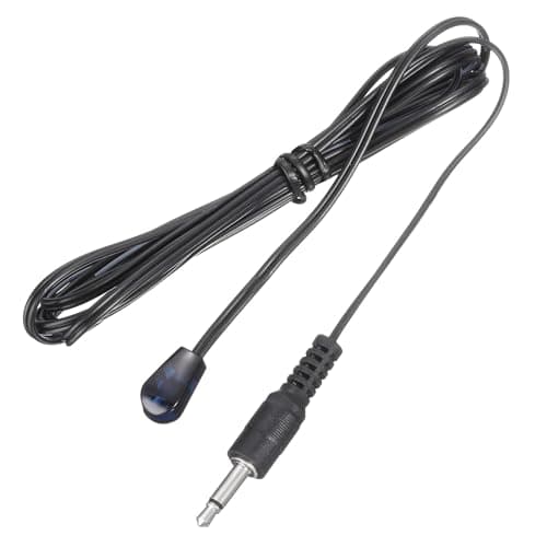 Image of sourcing map IR Infrared Emitter Sensor Receiver,Extension Cable 1.5m(4.9ft) Length 3.5mm Jack Single Black with Blue Head Pack of 1