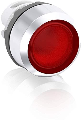 Image of ABB MP1-31R Modular Pushbutton, Momentary, Flush, Red, Illuminated, Chrome metal, No Contact Block (ABB1SFA611100R3101)
