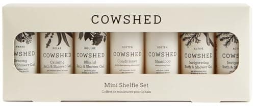 Image of Cowshed Mini Shelfie Set, Bath & Shower Gels, Shampoo, Conditioner and Body Lotion, 7 Piece Travel Gift Set