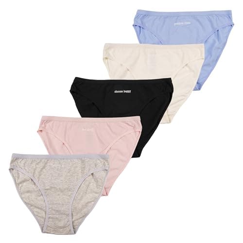 Image of GM Apparel Women’s Knickers | Ladies Cotton High Leg Briefs | 5 Pack Soft, Stretchy & Breathable Knickers | Lightweight, Comfy Everyday Slogan Design Panties (UK - 14, Slogan Design)