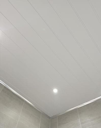 Image of Matt White Twin Embedded PVC Ceiling Panels Bathroom Cladding Shower Wet Wall (6 Panels)