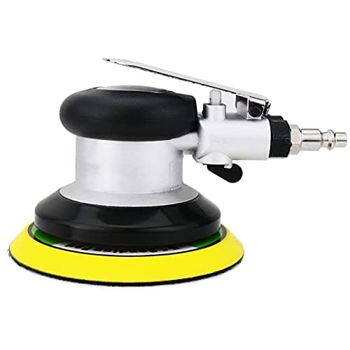 Image of Professional Air Random Orbital Sander, 5-Inch Pneumatic Dual Action Palm Sander/Polisher, 10,000 RPM Variable Speed with Hook & Loop Pad for Auto Body, Woodworking & Metal (Silver, 125mm)