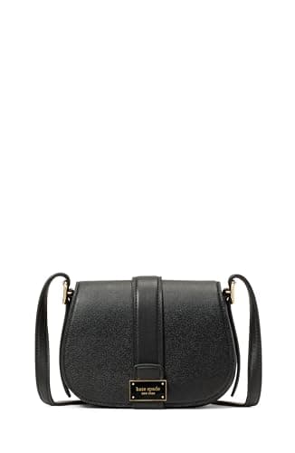 Image of Kate Spade New York Women's Nouveau Textured Leather Saddle Crossbody Mini Saddle Bag, Black