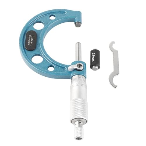 Image of VOANZO Outside Micrometer 25-50mm High Precision External Micrometer Stainless Steel Thickness Measuring Tool 0.01mm Accuracy with Wrench & Plastic Box