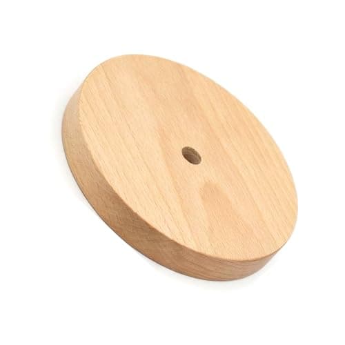 Image of LEDSone 120mm Natural Wood Ceiling Rose, Round Canopy Plate 25mm Deep with Centre Hole for E27 Pendant Light Fitting, Rustic Scandinavian Style (Natural Wood) (Natural Wood Centre Hole)